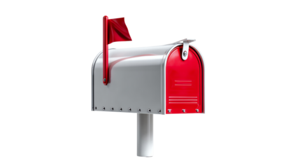 Mailbox: A classic American mailbox, the familiar symbol of communication and connection, stands proudly, awaiting letters and parcels in a bright red and silver design.