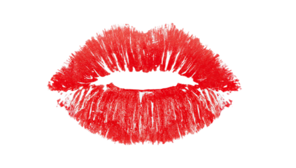 Red Lipstick Kiss Mark A Bold Symbol of Affection and Romanticism on a White Background