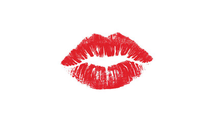 Kiss Mark A Vivid Red Lipstick Impression on a Pristine White Background, Expressing Affection