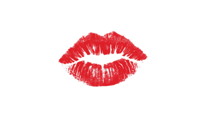 Kiss Mark A Vivid Red Lipstick Impression on a Pristine White Background, Expressing Affection