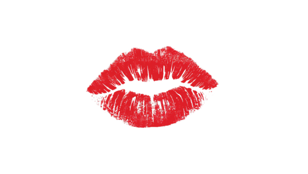 Kiss Mark A Vivid Red Lipstick Impression on a Pristine White Background, Expressing Affection