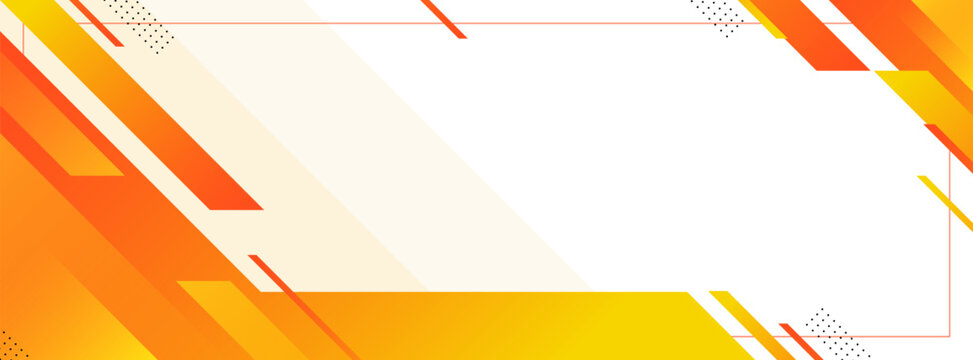 Modern abstract background with vibrant orange and yellow diagonal stripes and geometric elements for a presentation or web banner
