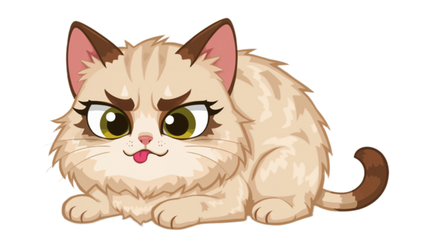 Adorable Cartoon Cat Illustration Playful Feline with Mischievous Expression and Charming Design