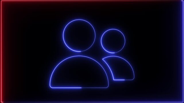 Group people man icon glowing animation. Glowing neon line Staff corporate office group people person man icon animation. A group of people icon Team work