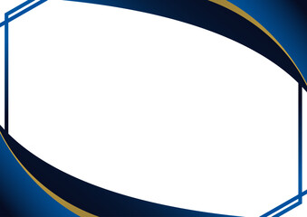 wave border corner blue navy and golden certificate frame design
