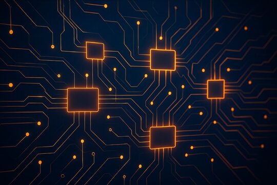 Abstract blockchain network circuit concept Technology background of digital connection and data security