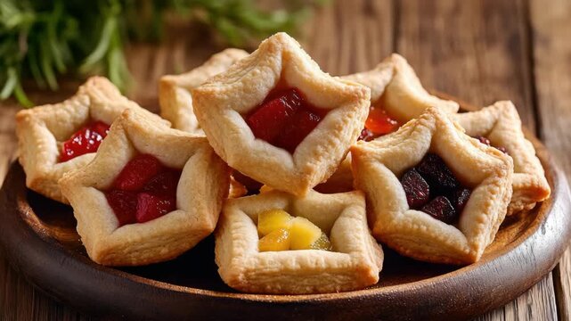 Delicious baked desserts with fruity fillings