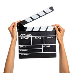 Action! Movie Clapperboard on transparent background
