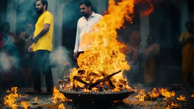 An angry protest burning barricades in the street. Dangerous and chaotic scene.