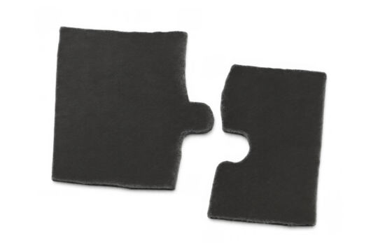 Black torn paper puzzle pieces disconnecting, representing breaking connection and problem-solving concepts