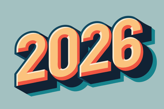 The number twenty six is written in orange and blue