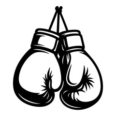 Boxing Gloves Vector Illustration – Black and White Sports Equipment Design for Fighter, Gym, and Athletic Logo Artwork