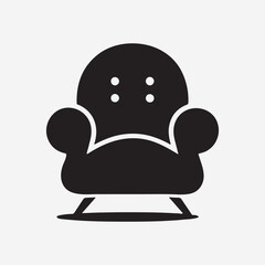 Black Sofa Icon with Rounded Armrests and High Backrest