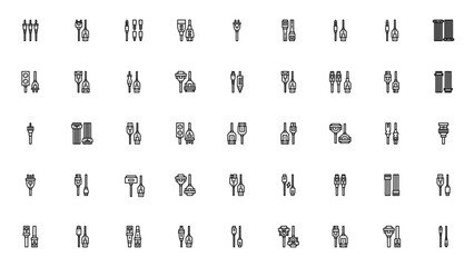 Connectors icon set. Vector illustration. Includes smbols for USB port, HDMI prt, Charger, Audio jack, Pug, VGA cable, RJ45, Coaxil and more.