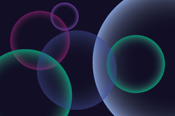 Abstract geometric fluid transparent color ilustration on black background. Trendy design graphics used for wallpaper screen tablet and phone. Dark mode