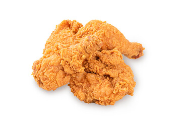 Fried chicken on white background.