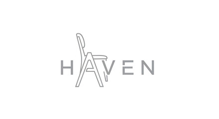 HAVEN Logo Design Modern chair and wordmark illustration in minimalist style for branding
