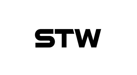 STW Letters Bold Typographic Graphic Display in Solid Black on White Background