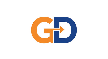 Modern GD Logo Design with Arrow Symbolizing Growth and Development in Business