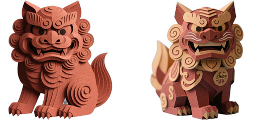 シーサー　狛犬　ペーパークラフト