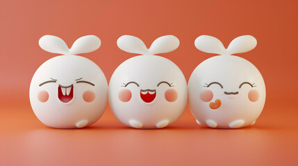 Obraz premium 3d cute bao bun character fluffy white body smoot