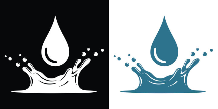 Dynamic water drop with splash vector for branding and design needs, clean look