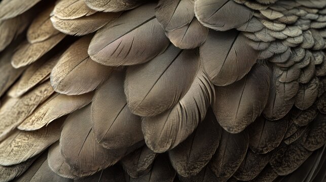 Close-up of bird feathers, textured detail, natural pattern, outdoor
