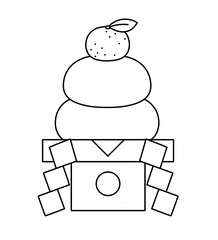 Line Drawing of Japanese New Year Kagami Mochi Decoration