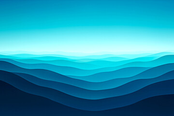 Abstract ocean wave or hill landscape with layered blue tones and gradient sky—calming background for nature-inspired, minimalist, and creative design applications