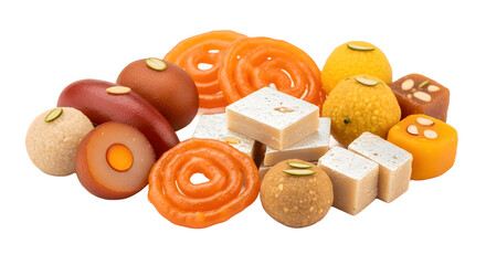 Assortment of Indian sweets and desserts.