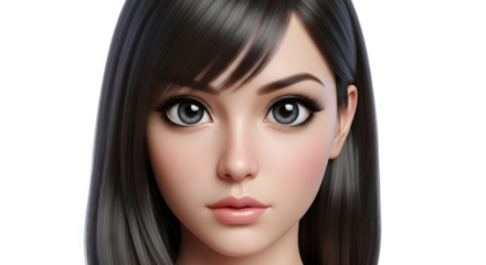 Beautiful woman with dark hair and captivating eyes portrait shot.