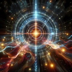 Obraz premium Cybernetic Radar Core — Energy Data Field