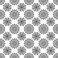 Seamless Black and White Abstract Geometric Mandala Pattern Background