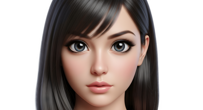 Beautiful woman with dark hair and captivating eyes portrait shot. - Powered by Adobe