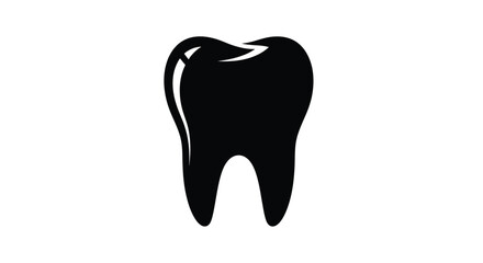 A dark solid tooth shape displayed against a bright background silhouette