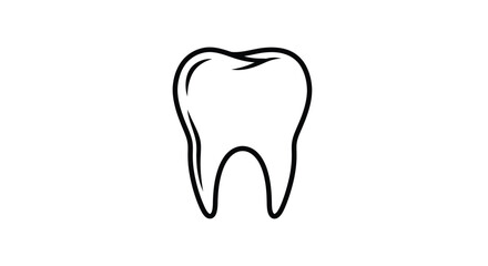 Simple black and white illustration of a single human tooth silhouette