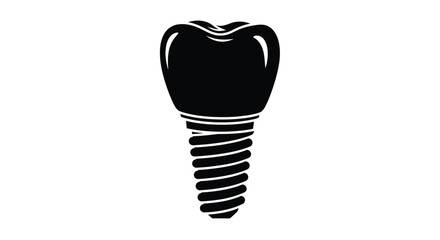 A black tooth and implant illustration simple design silhouette