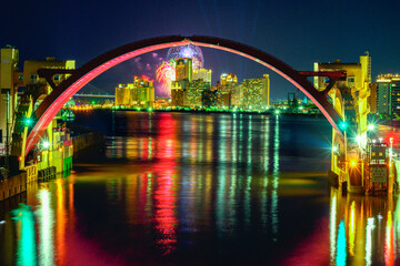 安治川水門と夜景