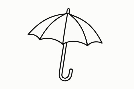 Frevo umbrella outline, simple line art, isolated on white