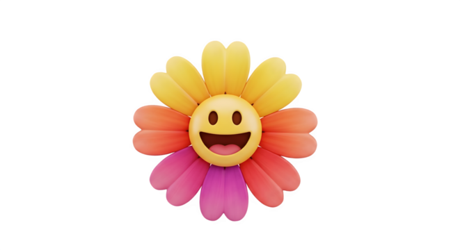 Happy Emoji Flower With Gradient Petals. - Powered by Adobe