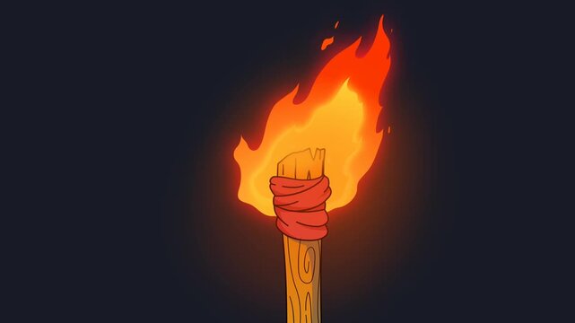 animation of burning torch on black background
