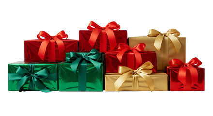 Obraz premium Collection of Festive Wrapped Gifts. Transparent background PNG
