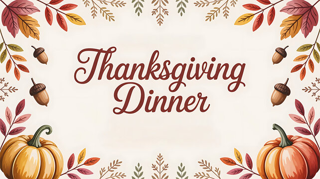Autumn Thanksgiving Dinner Invitation Template design, created with generative ai