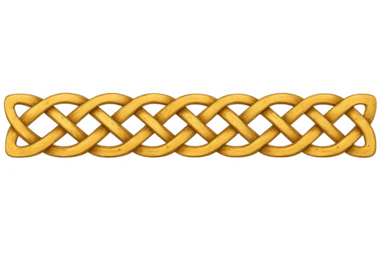 Wooden celtic knot border creating an intricate interwoven pattern, traditional decorative element on transparent background