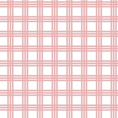 Pink plaid pattern with white background. Soft checkered tartan design background with kawaii design. Seamless gingham pattern background. Elegant woven pattern background. 