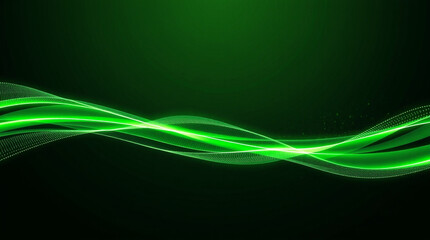 Naklejka premium Futuristic Green Energy Wave Background with Glowing Light Trails, 