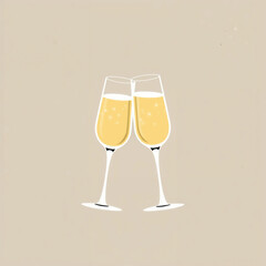 Two champagne glasses clinking together, celebrating joy and togetherness, festive concept