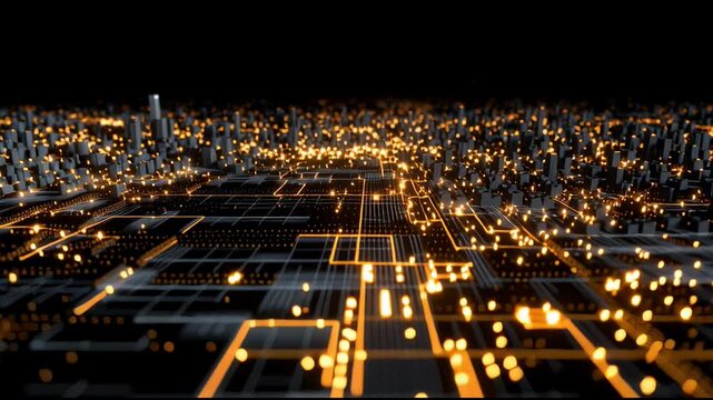 Digital City Circuit Board Night