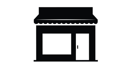 Simple black storefront with awning and doorway a striking silhouette
