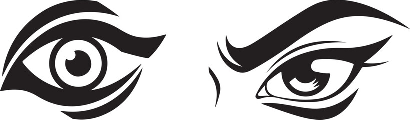 Monochromatic Vector Eye Designs: Open and Fierce Gazes